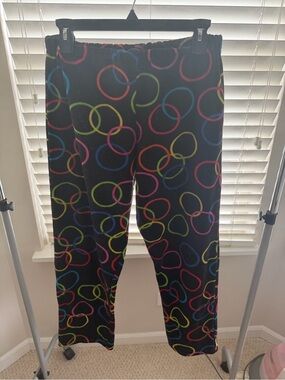 Black Lounge Pants with Neon Multi-Color Circles